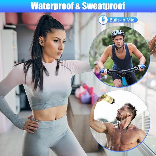 Neckband Bluetooth Headphones, 200H Extra Long Playtime Wireless Stereo Neckband Earbuds with Microphone, Waterproof Balanced Armature Drivers in Ear Headset for Sports/Workout (Silver)