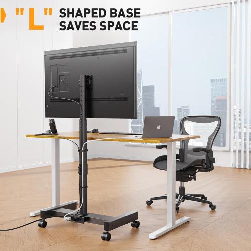 Perlegear Rolling TV Stand with Power Outlet, Tilt & Rotation TV Cart - Ideal for 26-50 Inch TVs up to 55 lbs, Featuring 8 Height Settings, Max VESA 300x300mm, PGTVMC19