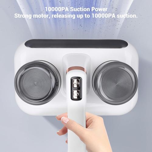 White Mattress Vacuum Cleaner, Handheld Bed Vacuum Cleaner 16Kpa Suction Low Noise with 4 Filter, Cordless Handheld Bed Vacuums Effectively Clean Up Bed, Pillows, Sofas, Carpets