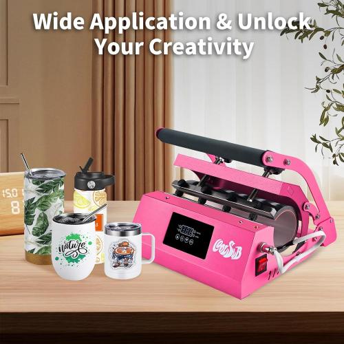 Tumbler Heat Press Machine, Mug Press Machine for 20oz 30oz, Sublimation Blank Skinny Tumbler Glass Jar Can 11-16oz Mugs, Heat Transfer Print for Sublimation Tumblers, Cups, Mugs Hot Pink