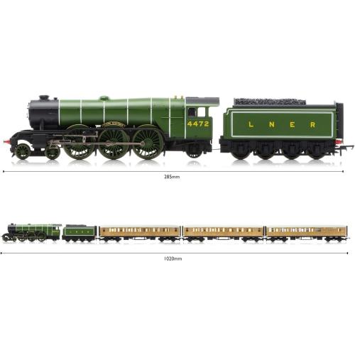 Hornby Electric Train Set - R1255M The Flying Scotsman A1Class - OO Gauge Train Starter Sets, Adult Vintage Trains, Small Hobby Model for Adults - with Tracks, MidiMat, Connecting Track, Controller