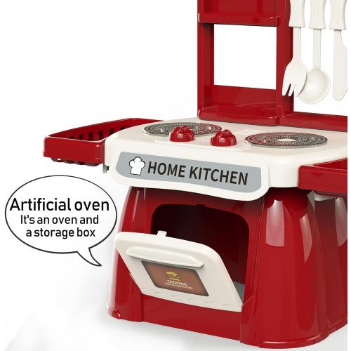 Kitchen Set for Toddler with Sound and Light，Pretend Cooking Food Set,Kids Kitchen Playset，Play Sink with Running Water and Electronic Induction Stove，Kitchen Accessories (Lyons Blue Kitchen)