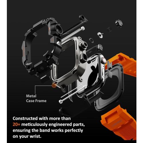 ULTIMAL Rugged Case with Band for Apple Watch 44mm,Compatible with Apple Watch Series SE 3/SE 2/SE Generation/6/5/4, Military Grade Shockproof Bumper Cover for iWatch Tactical Band Men (44mm,Orange)