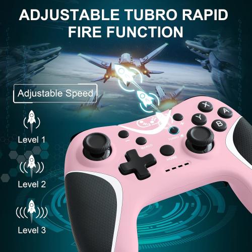 Pink Wireless Switch Controllers Pink,Nintendo Switch Controller for Nintendo Switch/Lite/OLED /Switch 2/Windows PC with Programmable/Vibration/Turbo Funtion,Switch Pro Controller Gamepad with 2 Thumb Caps