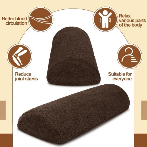 Sintuff Recliner Leg Rest Cushion Sofa Footrest Pillow with Cover Half Moon Bolster Pillow Under Knee Pillow for Sleeping On Back Alleviating Pain, 19.7 x 8 x 3.5 Inch (Coffee)
