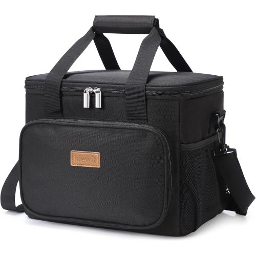 Lifewit Large Lunch Bag Insulated Lunch Box Soft Cooler Cooling Tote for Adult Men Women, Black 24-Can (15L)