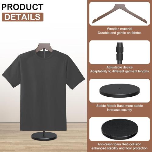 OLV Shirt Display Stand, 18-34 Inch Adjustable Mannequin Stand for Vendors, Mannequin Torso Valet Stand for Shop, Dress Form Steamer Stand for Clothes, Jacket Coat Hanger Stand, Brown