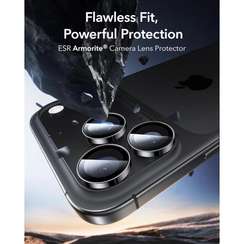 ESR Camera Lens Protector for iPhone 17 Pro Max/17 Pro/16 Pro Max/16 Pro/15 Pro Max/15 Pro/14 Pro Max/14 Pro, Ultra-tough HD Individual Camera Protectors, Ultra-thin Tempered Glass, 1 Pack, Black