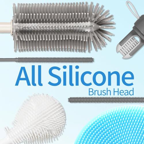 15.7 Silicone Bottle Brush Set - 6 Pack Water Bottle and Straw Cleaner Brush Long Handle for Hydro Flasks, Sports Bottles & Reusable Straw, Narrow Neck Containers, Tumblers, Glassware