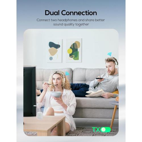 Nulaxy Air in-Flight Bluetooth Wireless Audio Transmitter Receiver for up to 2 AirPods & Wireless Headphones, Bluetooth Adapter for All 3.5mm Jacks on Airplanes, Gym Equipment, TVs & Gaming Consoles