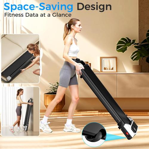 Walking Pad Treadmill with Handle Bar for Home Office,3.0HP Low Noise Portable Folding Under Desk Treadmill with Remote Control,Jogging Running Machine,350 Lbs Capacity,LED Display