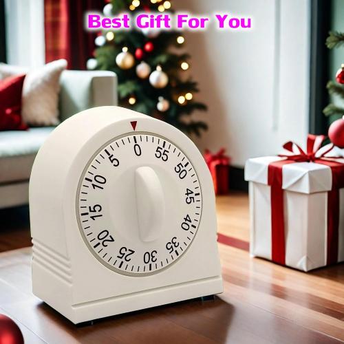 60 Minute Wind Up Timer, Visual Mechanical Timer with Loud Alarm, Manual Countdown Timers for Classroom, Home, Study and Cooking (White)