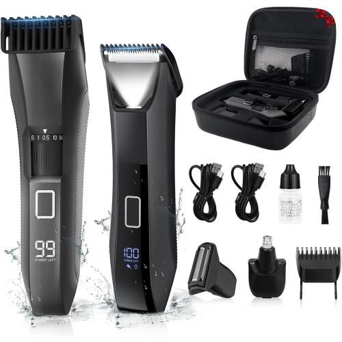 Manscape Beard Trimmer for Men, Groin & Body Hair Trimmer, Ball Shaver, Nose Hair Clippers, All-in-One IPX7 Waterproof Men's Wet/Dry Groomer Kit, Rechargeable with Travel Case, LED Display