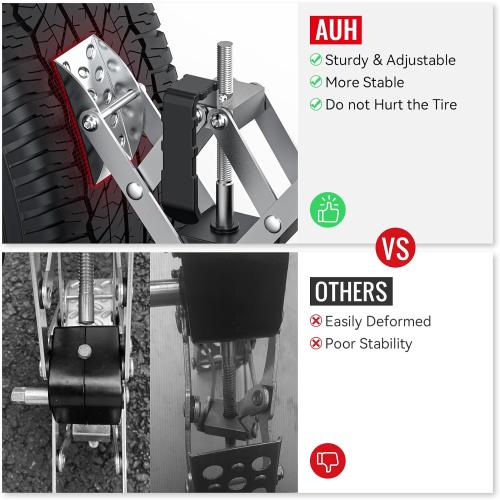 AUH X-Shape Wheel Chocks Stabilizer for RV Travel Trailer Trucks | 2 Pack Silver Dual Axel Camper Wheel Chock Stabilizer for Anti-Motion Tire with Portable Bag and Wrench