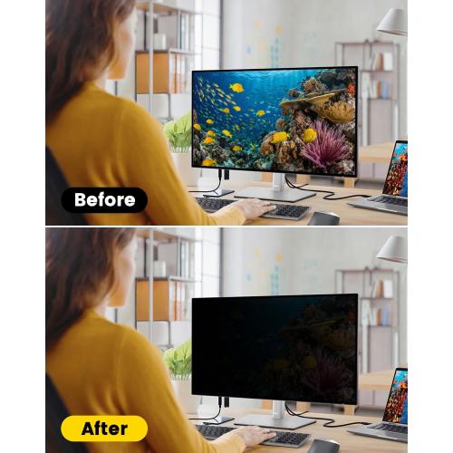 F FORITO 27 Inch 16:9 360°Privacy Screen Protector for Computer Monitor, Removable Eye Protection Anti Blue Light Anti Glare Computer Screen Privacy Shield for All 27 Widescreen Monitors