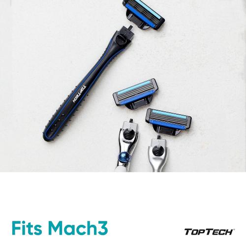 Razor 3 for Men - Replaceable Cartridges for Manual Shaving Razor - 3-Blade Technology Refills - Fits Gillette Mach3 - Soft Shave Sharp Blades - Cost-effective Refill (12 refills)