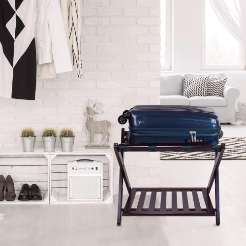 Casual Home Luggage Rack with Shelf, Espresso
