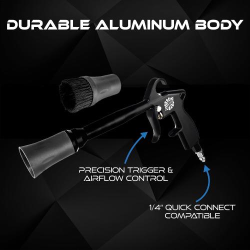 The Rag Company - The Ultra Air Blaster (Version 2) – Lift and Blast Dirt and Debris Away for Interior Detailing; Durable and Ergonomic Metal Design; Trigger Operated