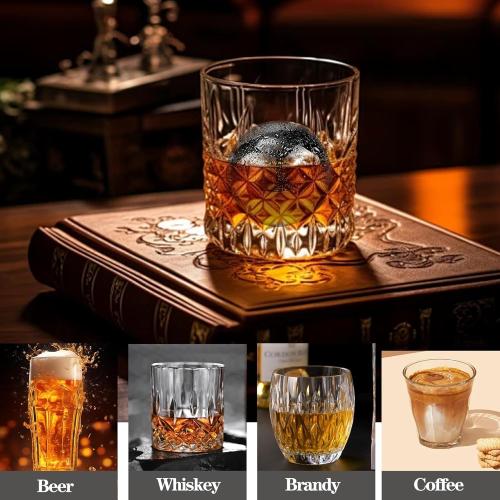 Reusable Ice Cubes & Metal Chilling Stones 304 Stainless Steel Whiskey Balls XL Extra Large Whiskey Ice Stones Set of 4 Silver Ball 2.2 (55 mm) Whiskey Gifts