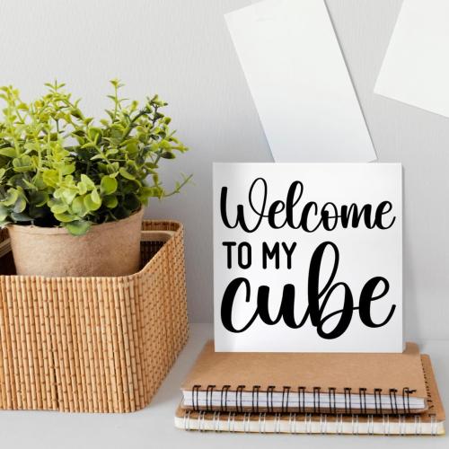 Funny Office Cubicle Desk Decor Wooden Sign, Funny Office Decoration for Work Women Men, Gifts for Coworker Colleague Boss, Welcome To My Cube