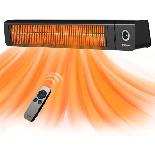 EAST OAK Patio Heater for Commercial Use, 3000W Wall Mounted Electric Infrared Heater, Outdoor Heaters for Patio, Outdoor Heater with IP65 Waterproof & Dustproof Remote Control Black 240V
