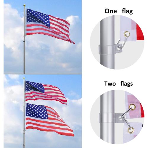 14 Gauge 20FT Telescoping Flag Pole Kit, Heavy Duty In Ground Telescopic Flag Poles with 3x5 American Flag, Outdoor Old Glory Flagpole Kits for Outside, Yard, Residential or Commercial