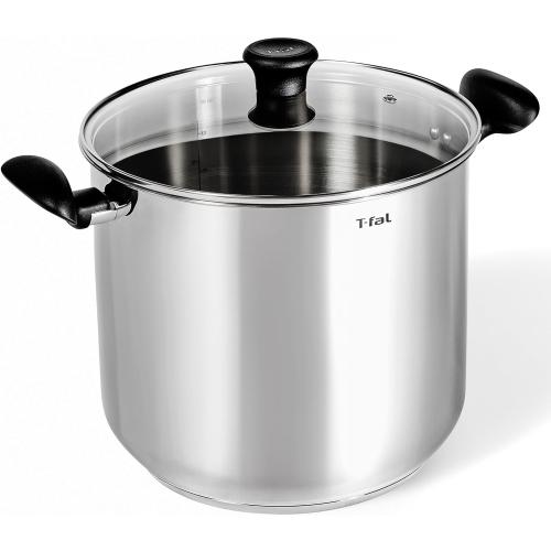 T-fal Specialty Stainless Steel 20-Quart Stock Pot with Lid, Induction Compatible, Soup Pasta Pot, Dishwasher-Safe, Oven Safe Up To 350, Silver