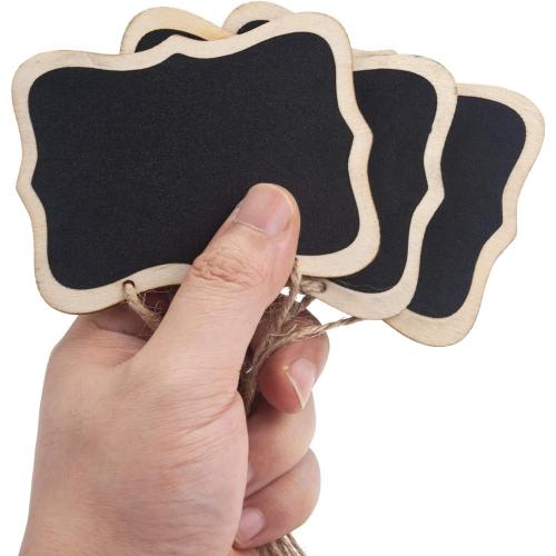 ONUPGO 16 Pack Chalkboard Tags with String, 4x3 Hanging Chalkboard Signs with Liquid Chalk Marker, Wooden Mini Blackboard Tags Massage Board Tags, Hanging Chalkboard Price Tags