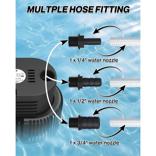 AgiiMan 850GPH Pool Cover Pump, Submersible Sump Pump above Ground | 16FT Drain Hose, 25FT Power Cord, 3 Adapters, Compact Design, Fast Water Removal for Pool Covers and Above Ground Pools