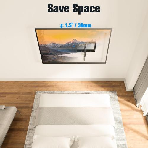 Mounting Dream UL Listed TV Mount for Most 37-75 Inch TV, Universal Tilt TV Wall Mount Fit 16, 18, 24 Stud with Loading Capacity 132lbs, Max Vesa 600 x 400mm, Low Profile Flat Wall Mount Bracket