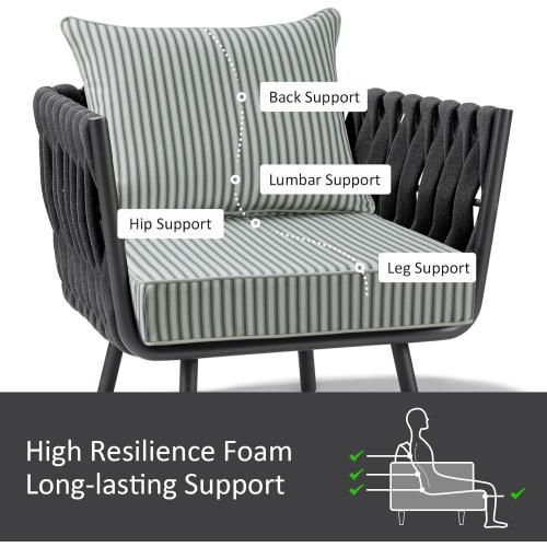 Unimatta Outdoor Patio Chair Cushions Set, 24 x 24, Set of 2, Water-Repellent, Fade Resistant, Deep Seat Bottom and Back Cushion for Backyard, Couch, Sofa and Patio Furniture, Black and White