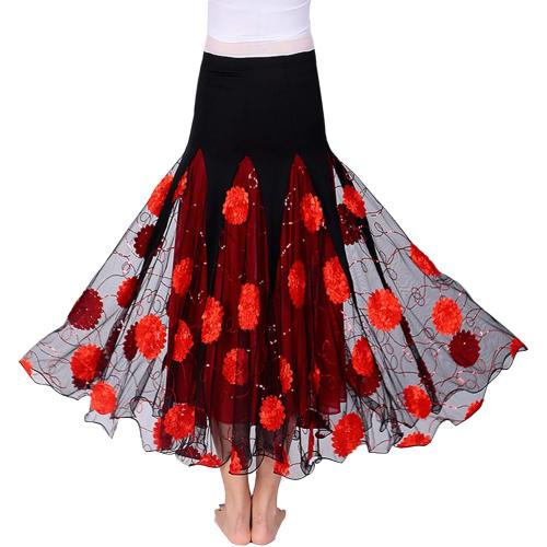 Size M....JEZISYMA Women's Elegant Ballroom Spanish Standard Waltz Party Swing Long Dance Skirt