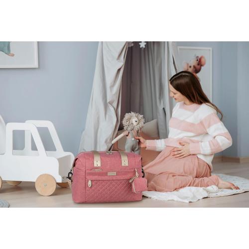 Diaper Tote, Baby Bags with Pacifier Case, Shoulder Straps, Stroller Clips, Waterproof Mommy Bag - Medium, Pink