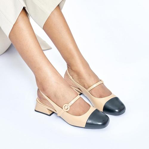 Size 7.5 C.Paravano Women's Slingback Mary Jane Pumps | Low Block Heel & Round Toe | Wedding Guest & Office Shoes | Pair w/Tea-Length Dresses or Linen Trousers