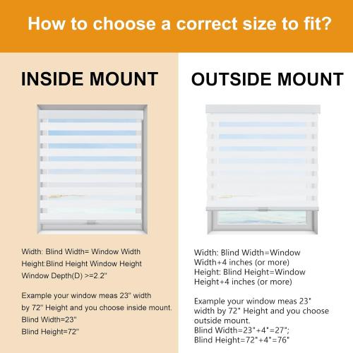 Persilux Cordless Zebra Blinds for Windows (35 W x 64 H, White) with Upgraded Cassette Free-Stop Light Filtering Dual Layers Sheer Roller Shades for Home and Office