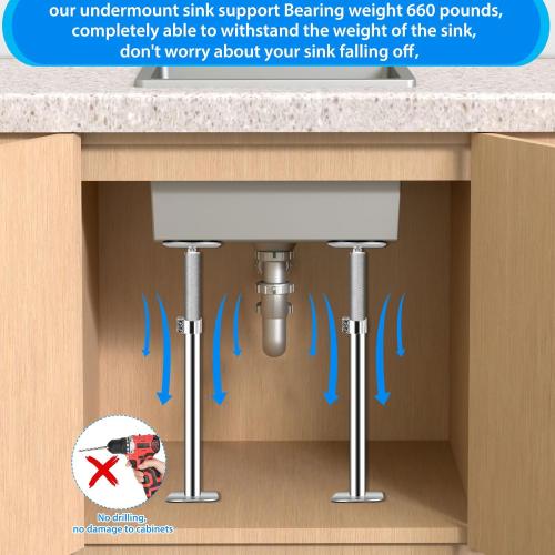 Undermount Sink Brackets.Undermount Sink Support,Undermount Sink Repair Kit, Adjustable Support PolKitchen Sink Brackets