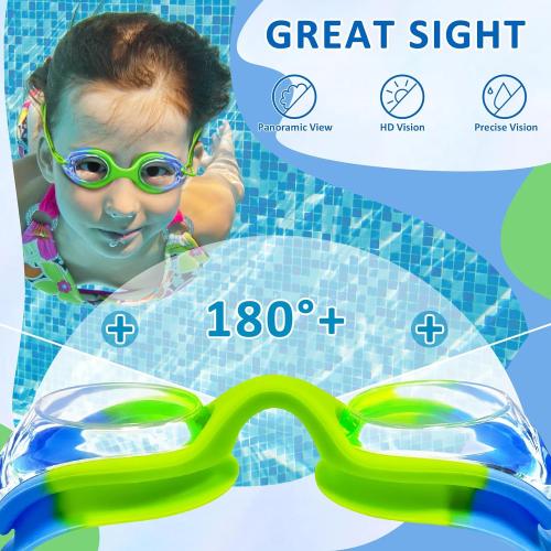 XDX Kids Swim Goggles, 3 Pack With Adjust Bungee Strap, No Leaking Anti-Fog for Boys Girls Age 3-14