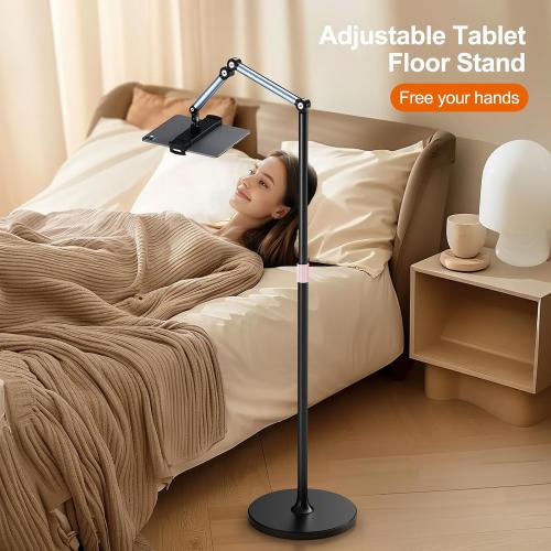 Tablet Floor Stand, 360° Rotation Tablet Holder, Compatible with iPad, iPhone, Samsung, Google, Kindle Tablet/Phone, (4.5''-12'')