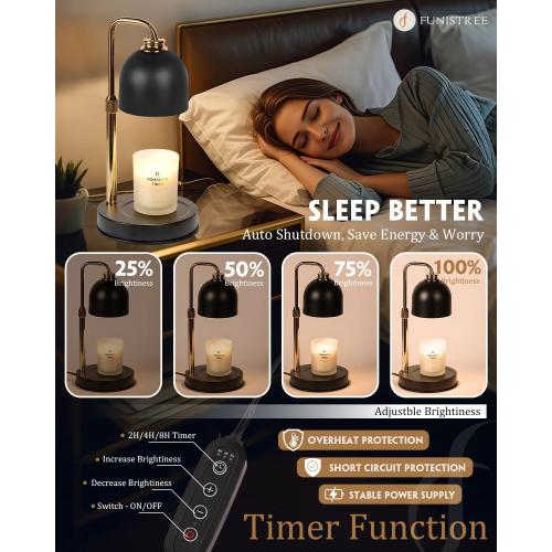 Candle Warmer Lamp with Timer & Dimmable Brightness, House Warming Gifts New Home, Candle Warming Lamp Gifts for Valentines, Birthday Gifts for Women Mom, Flameless Wax Melt Warmer for Jar Candles