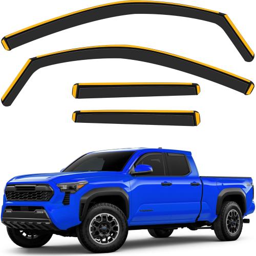 Shatterproof in-Channel Rain Guards for Toyota Tacoma 2024-2026 Double Cab, Clip-on Window Deflectors Vent Window Visors Rain Sun Wind Guards Shade Deflectors, 4 pcs