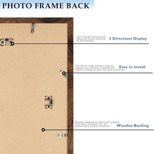 10x14 Picture Frame Deep Brown for 30 x 40cm Diamond Art Painting, Wood 10x14 Frame with 8.5x11 Mat for Wall Mounting, 30x40 cm Frame with Shatter-Resistant Plexiglass, Deep Brown, 1 Pack