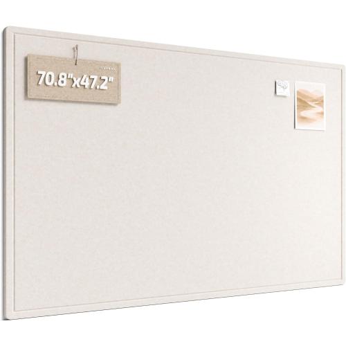 Fluxynara Large Bulletin Board, 70.8 x 47.2 Cork Board Alternative with 48 Safe Removable Adhesive Tabs, Foldable Felt Pin Board for Home Office, Classroom, Bedroom,Entryway for Walls—Oatmeal