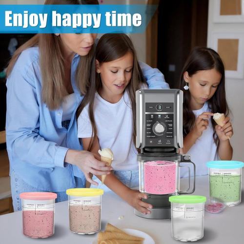 Pints for Ninja Creami Deluxe,for Ninja NC500 NC501 Creami Deluxe Pints and Lids 4 Pack 24 oz Creamy Ice cream Containers Cups Canisters, Compatible with Ninja Ice Creami Deluxe Ice Cream Makers