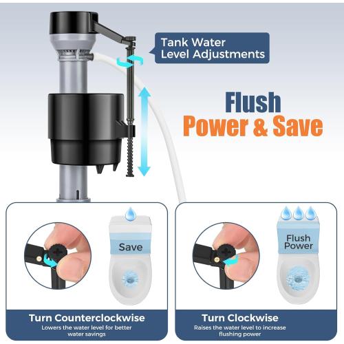 Universal Toilet Flusher Replacement Kit, Water-Saving & Height Adjustable Fill Valve, 2-Inch Flapper, Toilet Handle Lever, Quiet & Anti-Siphon Toilet Repair Kit Inside Tank (Red, 1-Pack)