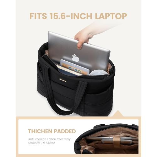 LOVEVOOK Tote Bag for Women, Large Puffer Work Tote Laptop Bag, Lightweight Travel Tote Bag with Zipper Gifts for Women