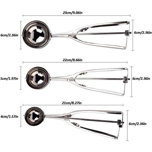 Cookie Scoop Set 3 PCS, with Trigger Large-Medium-Small Size for Kitchen Family Ice Cream Cookie Cupcake Muffin Meatbal multipurpose tainless Steel Ice Cream Scooper