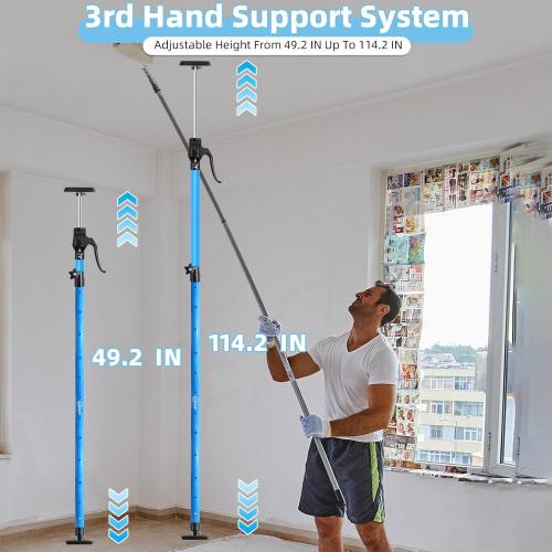 Cabinet Jacks for Installing Cabinets, Heavy Duty Third Hand Support Pole,Drywall Jack,Premium Dust Barrier Pole,Telescopic Adjustable Support Pole For Celling Extend from 49.2 to 114.2 inches 4PC
