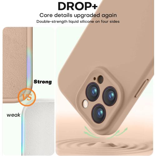Vooii Compatible with iPhone 13 Pro Case, Liquid Silicone Upgrade [Camera Protection] [Soft Anti-Scratch Microfiber Lining] Shockproof Phone Case for iPhone 13 Pro 6.1 inch - Light Brown