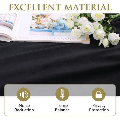 StangH Blackout Velvet Curtains for Sliding Door Back Tab Black Thermal Insulated Curtain Panels 96 inches Long Backdrop Curtains for Studio/Theater, W62 x L96, 2 Panels