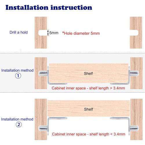 Shelf Support Pegs, 50 Pcs Shelf Pegs with Hole, 5mm (1/5 inch) Cabinet Shelf Bracket Pegs, L-Shaped Nickel Plated Shelf Pins Holders for Bookcase Kitchen Closet Shelf Shelves Furniture Cabinet
